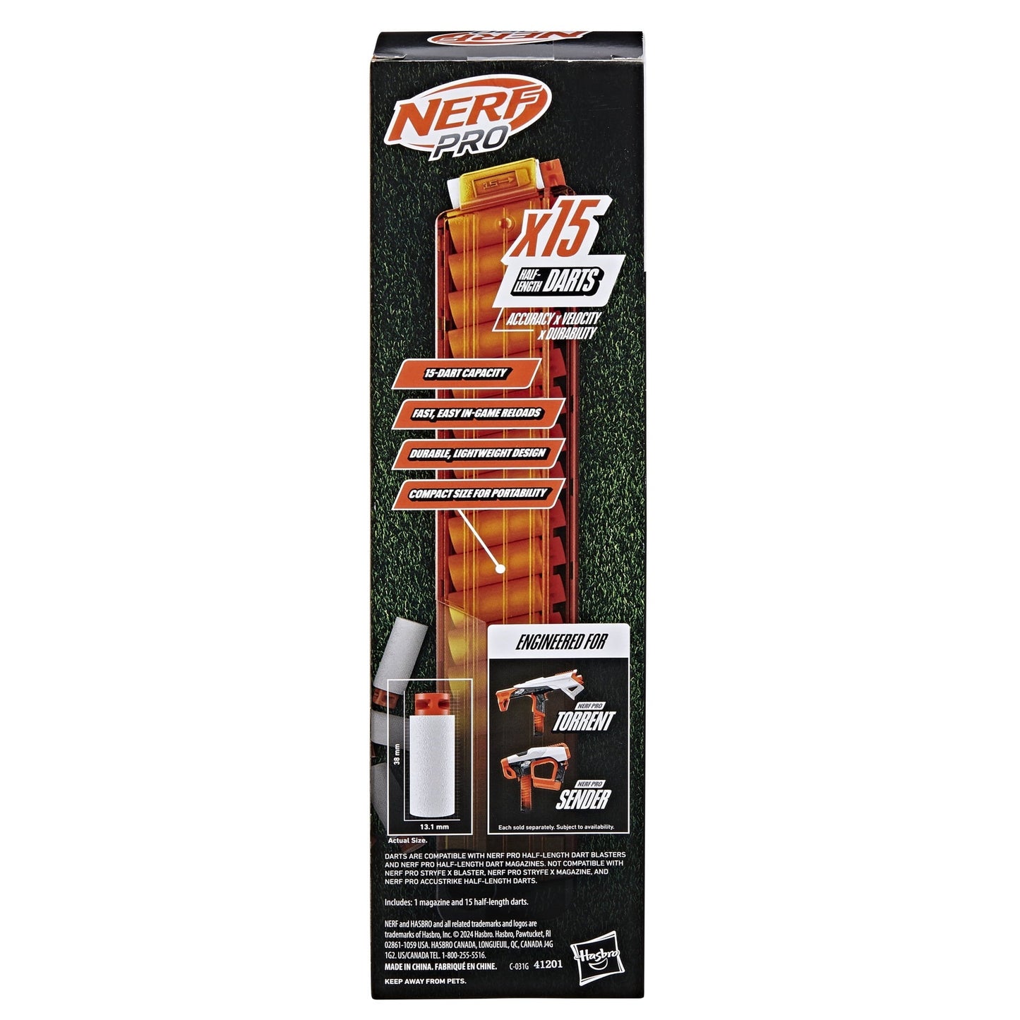 Nerf Pro Half-Length Dart Magazine, 15 Nerf Pro Half-Length Darts, 14+