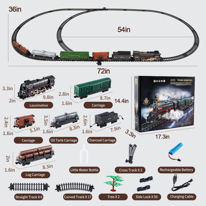 PayUSD Train Set Train Toys for Boys with Smokes Lights and Sound Toy Electric Train Set for Under Christmas Tree Toddler Model Trains for Kids Christmas Toys Gifts