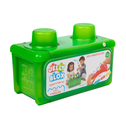 Jelly Blox - Stash & Stack 2-in-1 Storage Case by Goliath | 30 Pieces to Squeeze, Stretch, Squish | Toddler & Preschool Building Blocks | Ages 2+