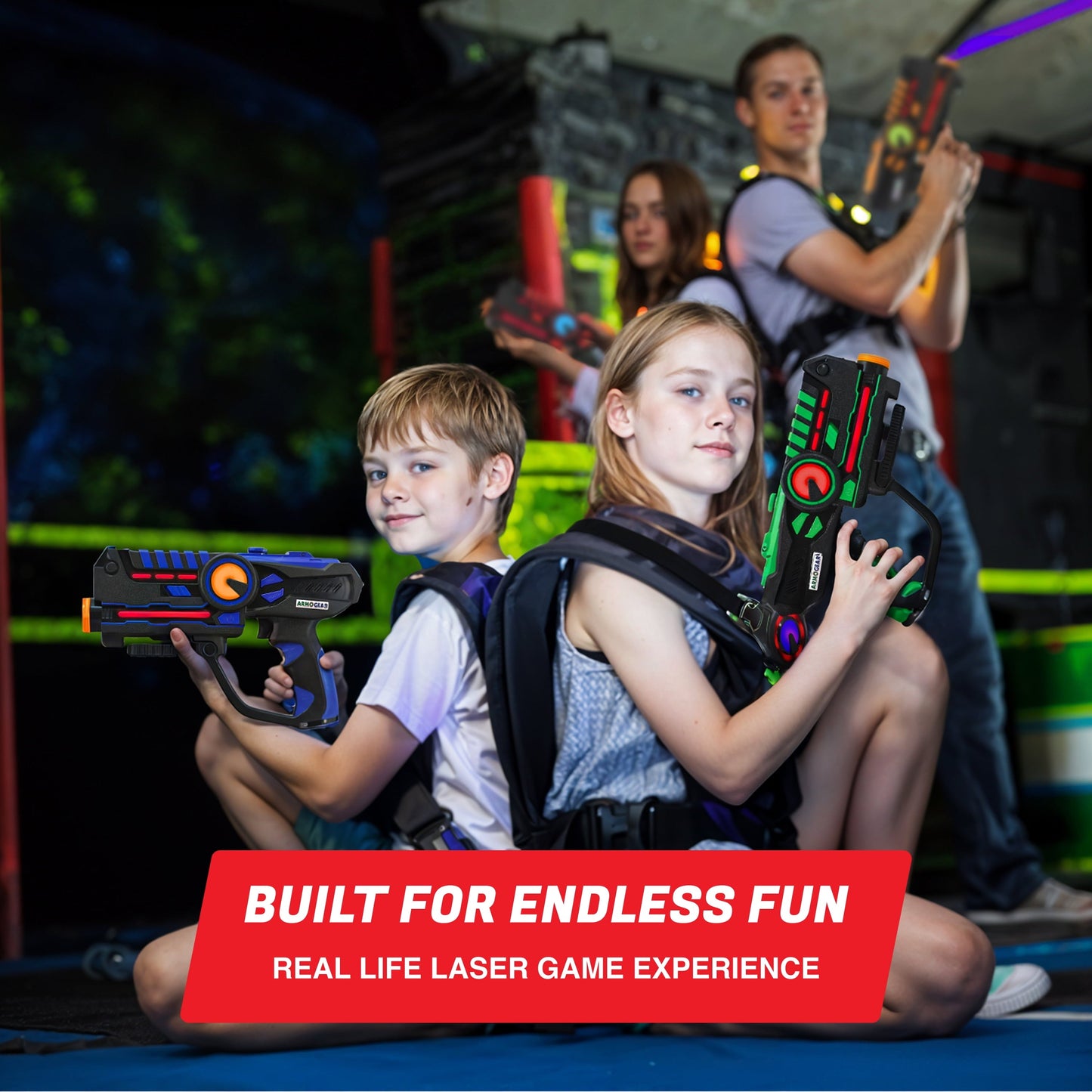 ArmoGear Infrared Laser Tag Set with Guns and Vests, Mega Pack Set of 4