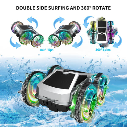 UUGEE Remote Control Car Car Toys for Boys, 2.4 GHz 4WD Amphibious RC Car Boat, 360°Rotation RC Truck Stunt Cars with LED Lights, Christmas Birthday Gifts for 8 9 10 Kids Girls