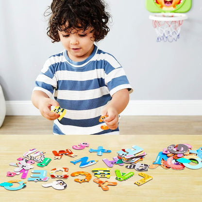 Joyfy 26 Pcs Large Size Magnetic Letters Cute Fridge Magnets for Toddlers & Preschool Kids, Animal Alphabet Learning Toys, ABC Spelling Educational Magnetic Toys
