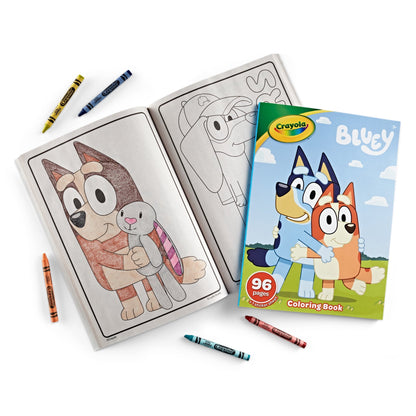 Crayola Bluey Coloring Book with Sticker Sheet, 96 Pgs, Arts and Crafts, Travel Activity, Bluey Gift for Toddlers, Ages 3+