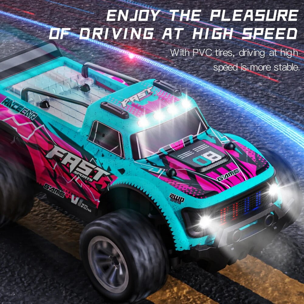 KF23 Remote Control Car, 1:20 Scale High Speed RC Cars, 2WD 20Km/h with Two Rechargeable Batteries, Remote Control Monster Truck Off Road Racing Car Toys for Kids and Boys