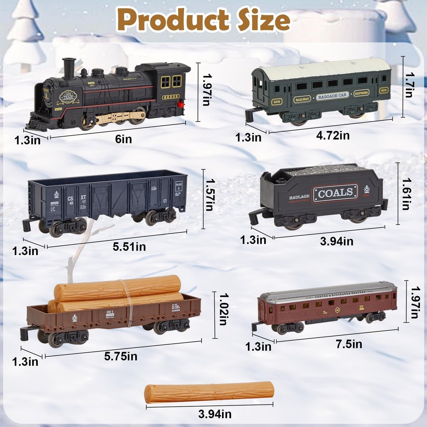 Petbank Train Set for Kids, Electric Train Toys with 5 Cars, Music &Lights , Christmas Train Tracks Toys Gifts for Boys Girls Ages 3+