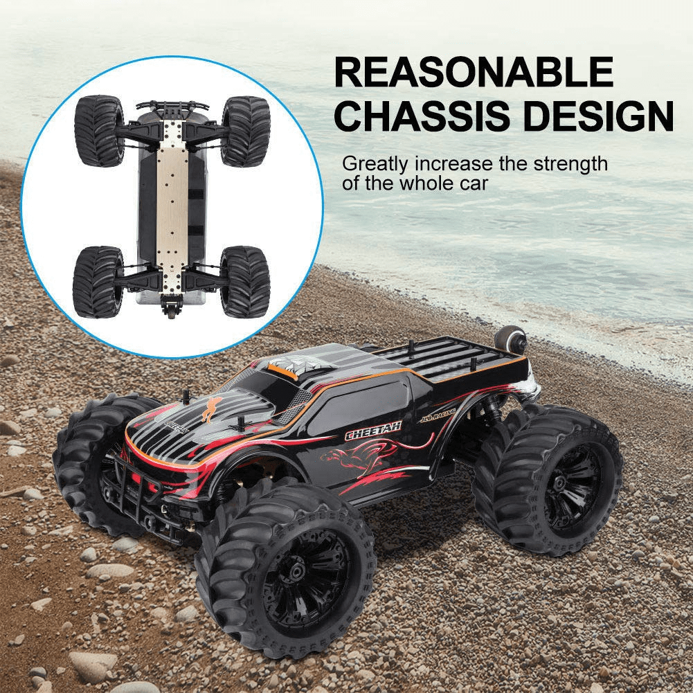 JLBRACINGRC Super Fast 1/10 Scale Cheetah RC Car, 80 KM/H 4WD 2.4GHZ RC Truck 4x4 Off Road RTR Monster Truck IPX7 Waterproof RTR Brushless Electric Remote Control Truck for Adults