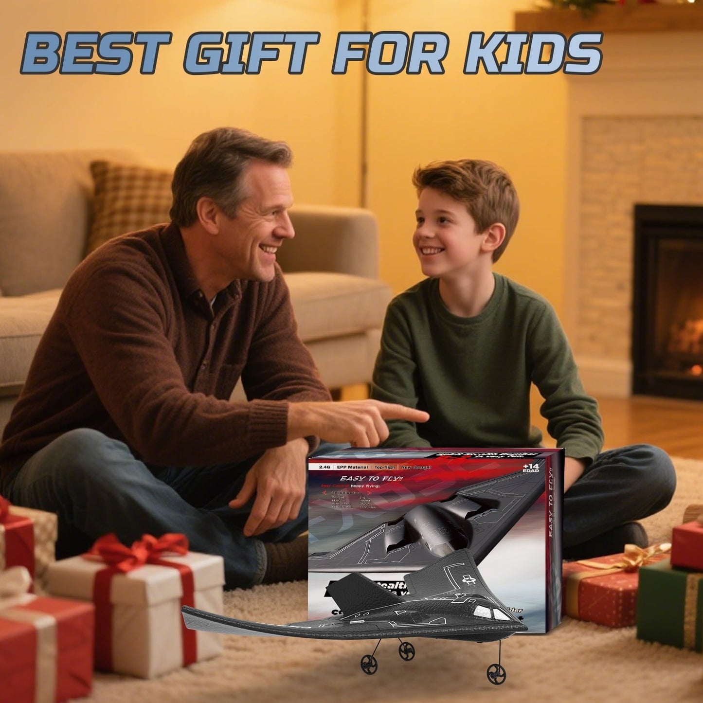 JoyStone Foam RC Airplane B2 Spirit Stealth Bomber Plane, 2 Channels 2.4 GHz RC Plane Toy, Easy to Fly RC Glider for Kids Boys Girls Adults