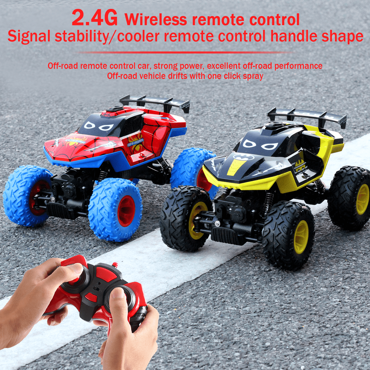 HNH 1:16 Monster Trucks Remote Control Car, 4WD Spider RC Car for Kids, RC Vehicle with Two Battery