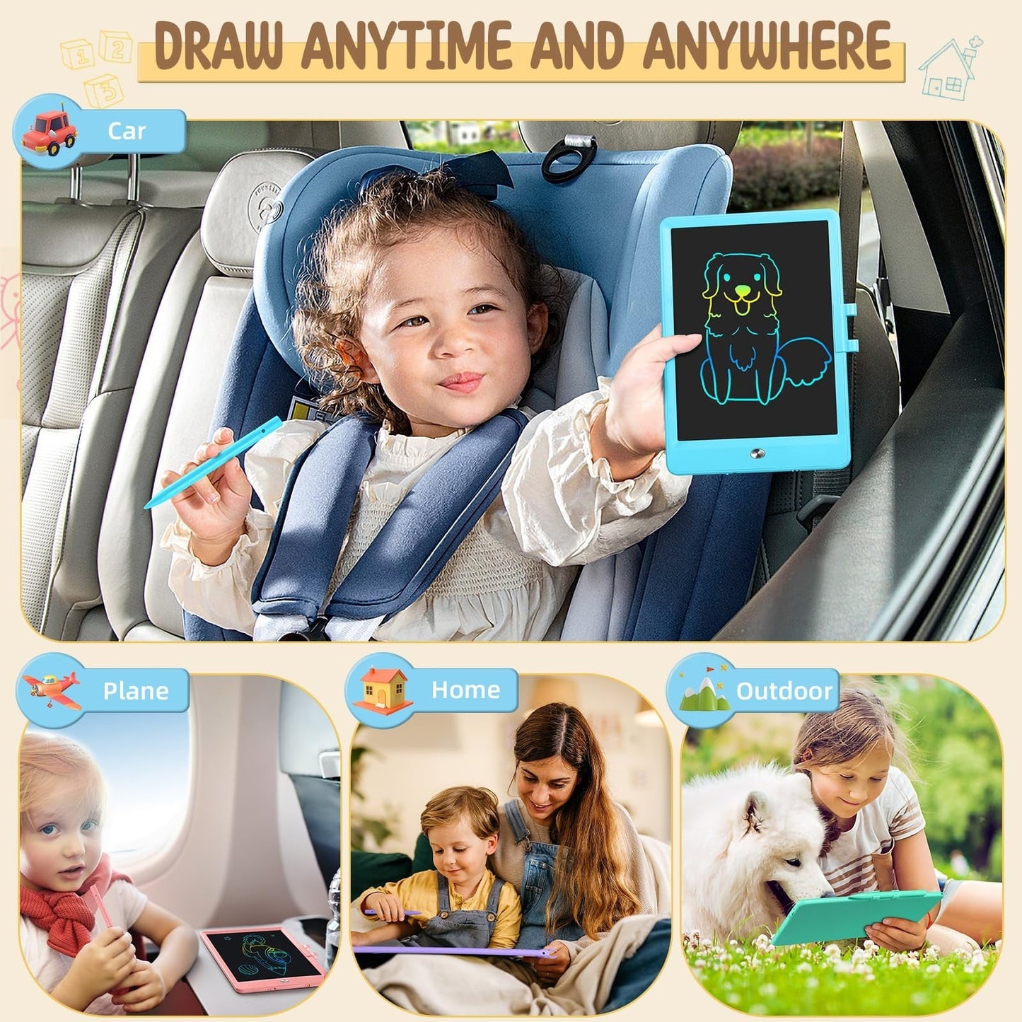 Comvin 2 Pack LCD Writing Tablet for Kids, 8.5 Inch Colorful Drawing Tablet Drawing Pad Electronic Doodle Board, Educational Learning Toys Birthday Gifts for Boys Girls Age 3 4 5 6 7 8