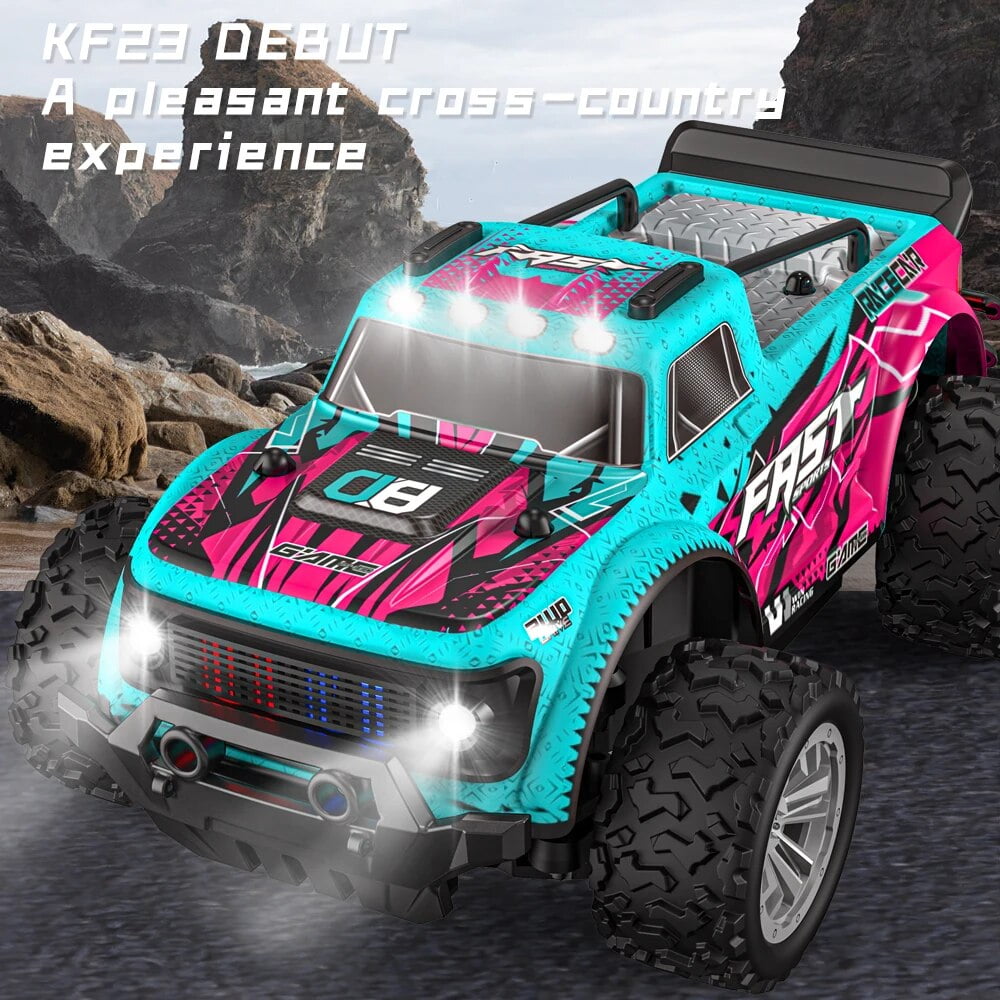 KF23 Remote Control Car, 1:20 Scale High Speed RC Cars, 2WD 20Km/h with Two Rechargeable Batteries, Remote Control Monster Truck Off Road Racing Car Toys for Kids and Boys