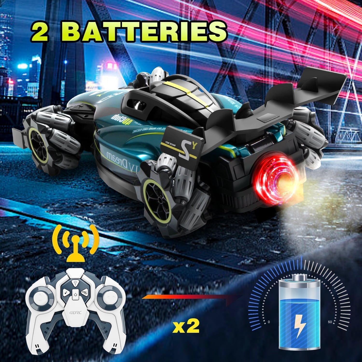 4DRC RC Racing Car, 1:12 4WD Toy Cars Buggy 2.4Ghz High Speed Remote Control Car Drift Car, Sideways Driving, with Watch Control.for Boys & Gift for Kids Blue