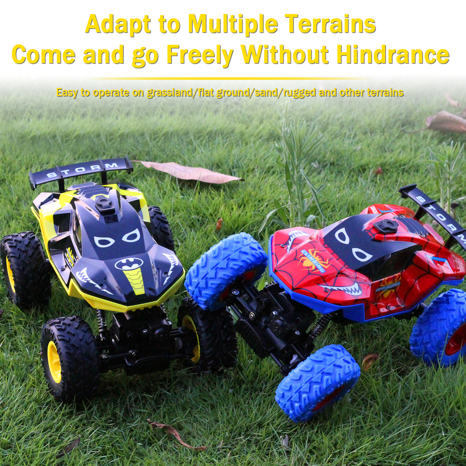 HNH 1:16 Monster Trucks Remote Control Car, 4WD Spider RC Car for Kids, RC Vehicle with Two Battery
