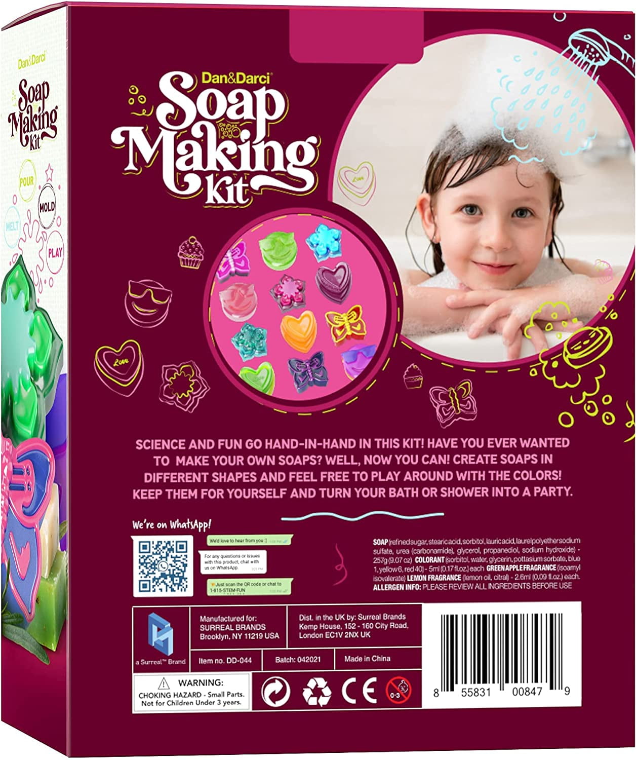 Dan&Darci Soap Making Kit for Kids - Kids Crafts Science Project Toys - Gifts for Girls and Boys Ages 6-12 - Craft Activity Gift for Age 6, 7, 8, 9, 10, 11 & 12 Year Old Girl - Kid DIY Soap Kits