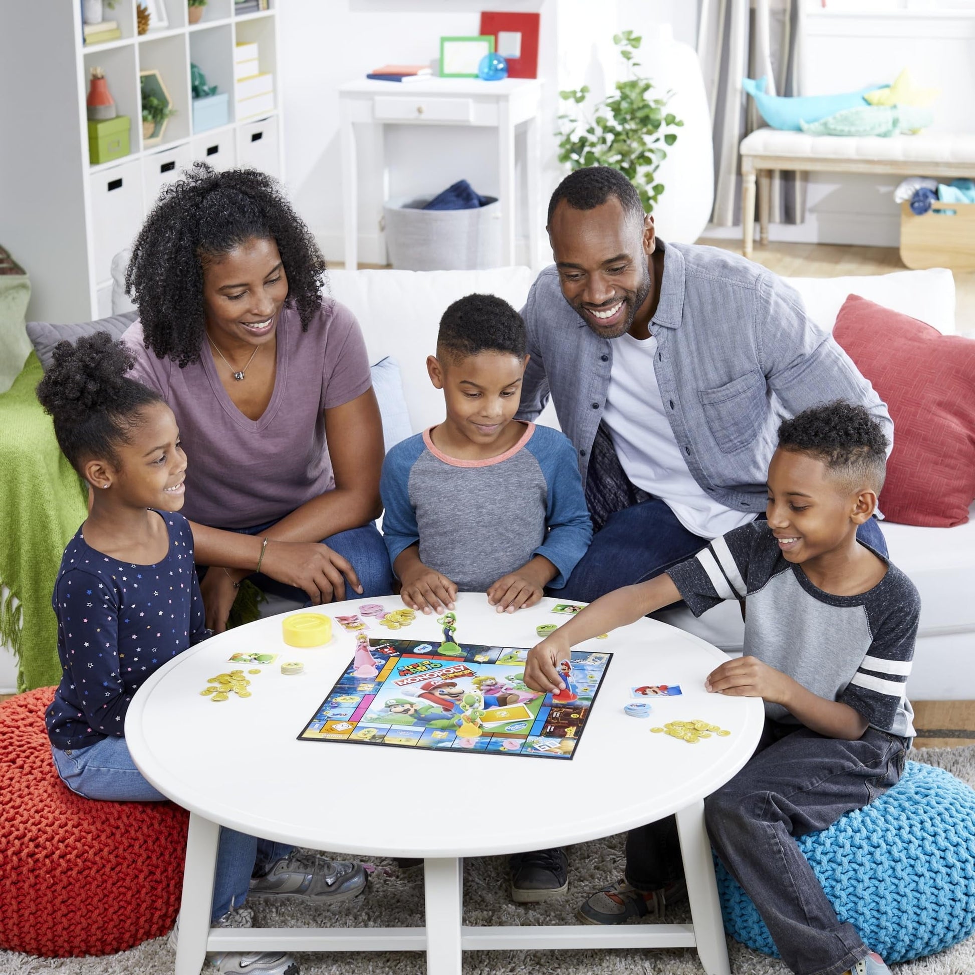Monopoly Junior Super Mario Edition Board Game, Fun Kids' Ages 5 and Up, Explore The Mushroom Kingdom as Mario, Peach, Yoshi, or Luigi ( Exclusive)