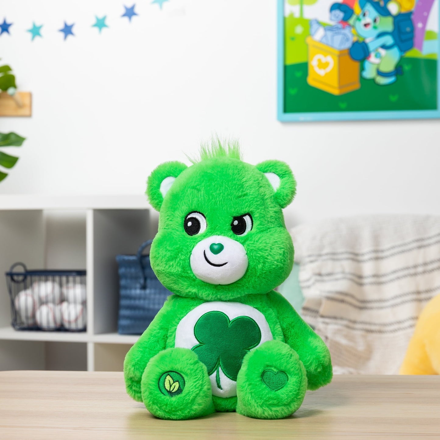 Care Bears 14" Good Luck Bear Plushie - Medium Size - Soft and Huggable Stuffed Animal, Ages 4 Years and up
