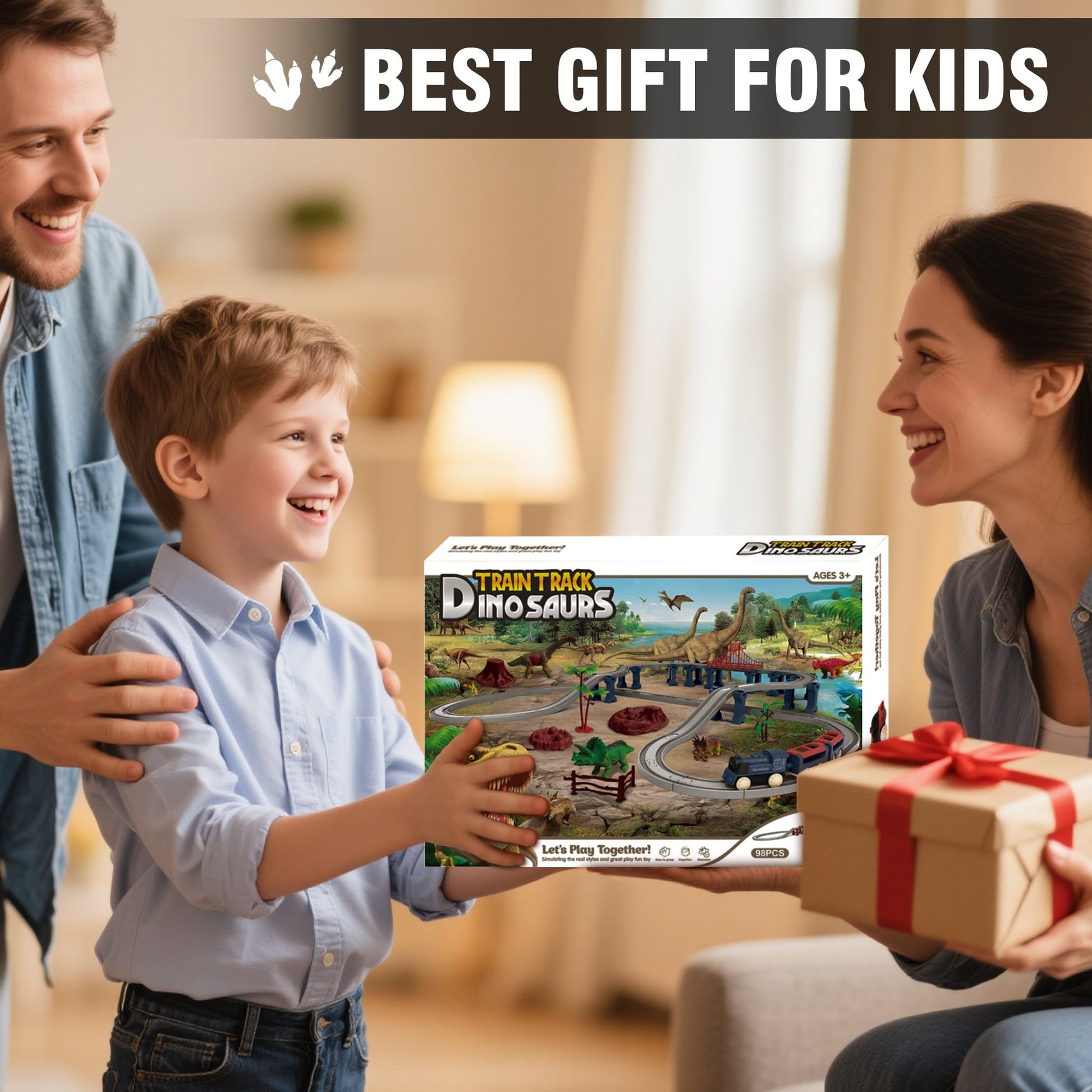 Dinosaur Train Set - Electric Train Toys For Kids With Dinosaur Figures & Play Mat, Large Train Track With Bridge, Toy Model Train For Toddlers