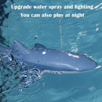 Lvelia 2.4Ghz Remote Control Shark Toys for Boys Girls,1:18 Scale High Simulation Shark for Pool, Electric RC Shark Fish Toys with Light & Spray Water Function for Kids Ages 6+,Blue